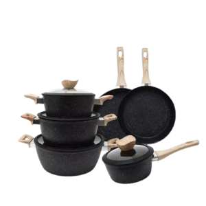 Aluminum Non-Stick Kitchenware Set with Silicone Lid