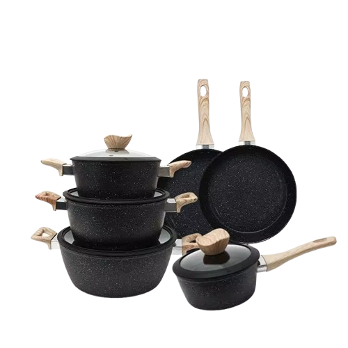 Aluminum Non-Stick Kitchenware Set with Silicone Lid