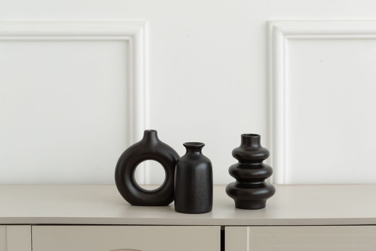 Set of 3 White Ceramic Bohemian Vase Set, Creative home decoration vase ornaments, Wedding home living room Bedroom decoration